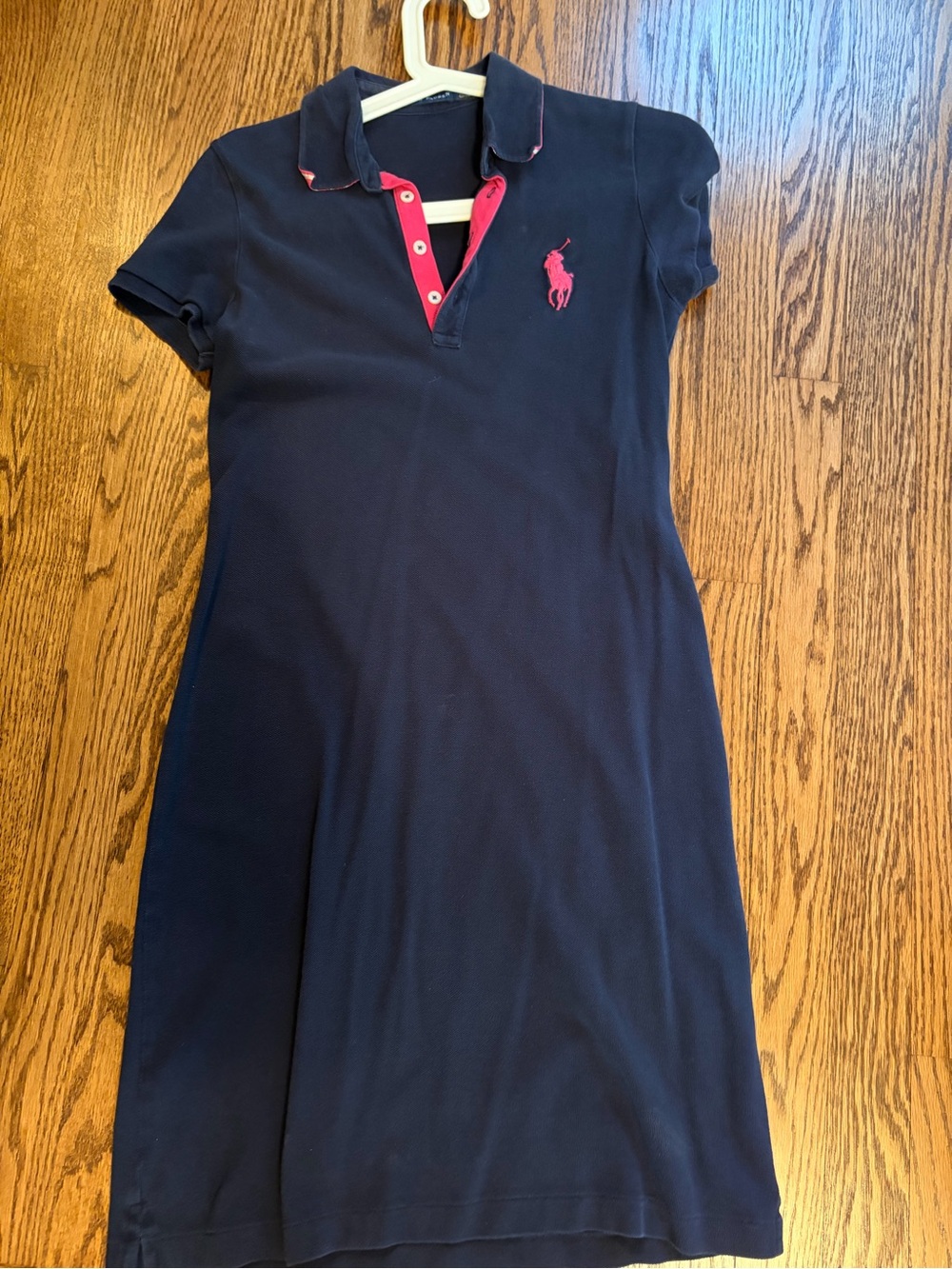 Ralph Lauren Navy Polo with Pink Trim